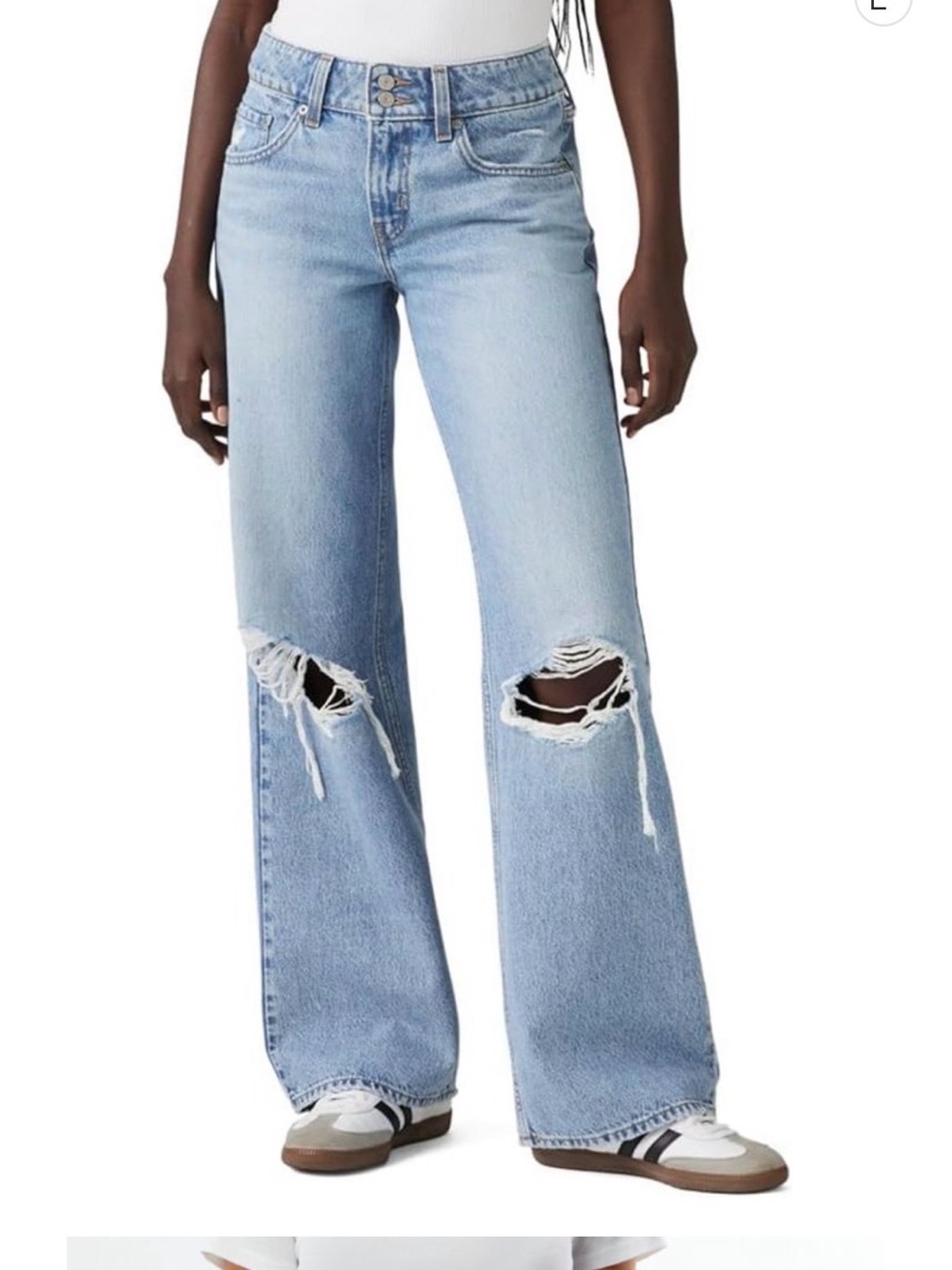 Levi's Light Blue Wide-Leg Distressed Low rise Jeans